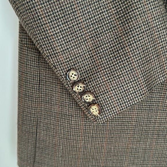 Pronto Uomo Sport Coat Blazer 40R 100% Wool Brown Micro Check - Picture 5 of 13